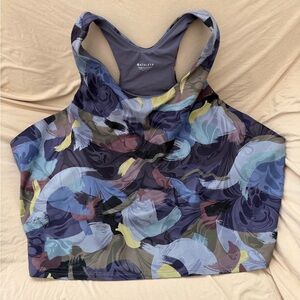 Athleta Multicolor Abstract Print Sports Bra — Blue, Purple, Yellow, Green